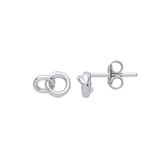 Silver Interlocked Rings Stud Earrings - GVE789