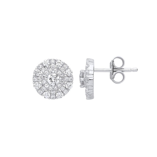 Silver CZ Sunshine Star Burst Cluster Drop Earrings - GVE797