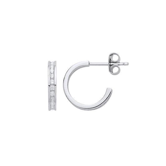 Silver CZ Eternity Huggie Hoop Earrings 12mm - GVE809