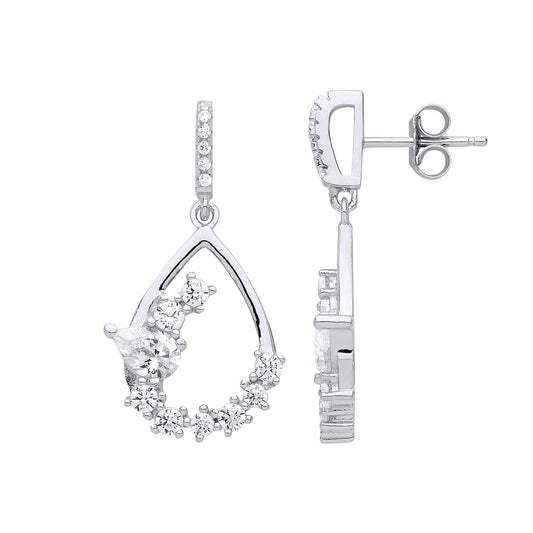 Silver Pear CZ Tears of Joy Drop Earrings - GVE844