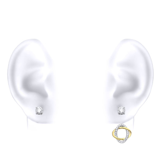 Gilded Silver CZ Convertible Oval Halo Orbit Jacket Drop Earrings - GVE846