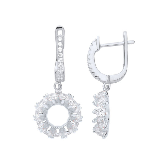 Silver CZ Eternity Ring Style Drop Earrings - GVE855