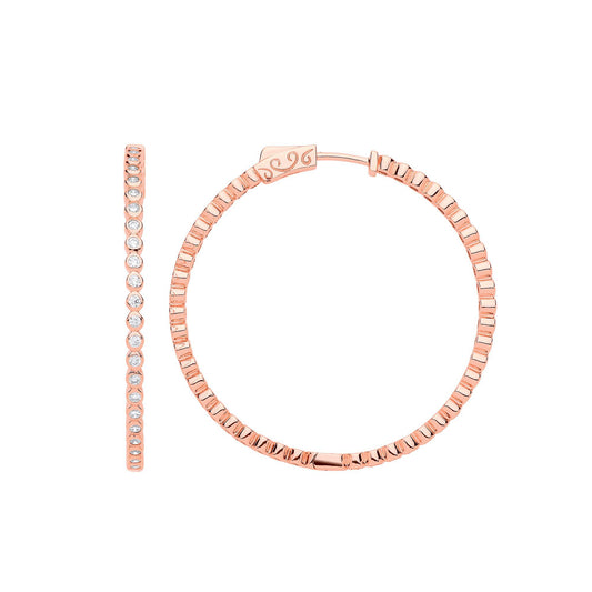 Rose Silver CZ Eternity Hoop Earrings 43mm - GVE886ROSE