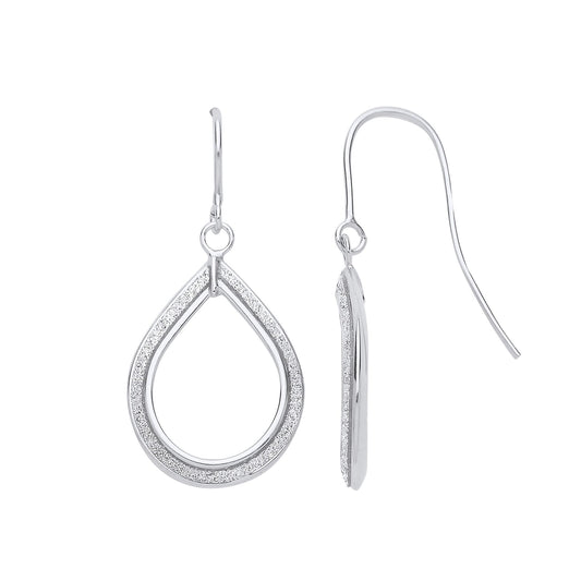 Silver Moondust Teardrop Drop Earrings - GVE888