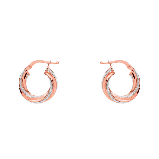 Rose Silver Licorice Twist Moondust Hoop Earrings 17mm - GVE891R