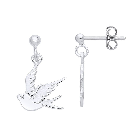 925 Sterling Silver Dove of Peace Ball Drop Earrings - GVE954