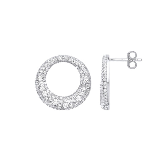 925 Silver CZ Graduated Serpent Circle Eternity Drop Earrings - GVE999