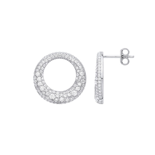 925 Silver CZ Graduated Serpent Circle Eternity Drop Earrings - GVE999