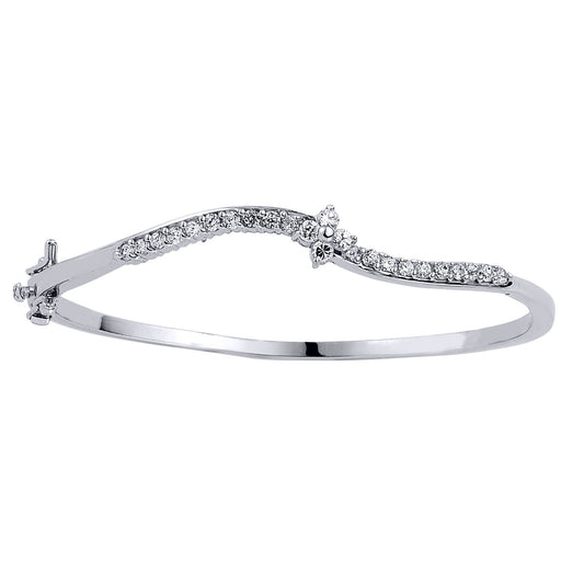 Silver CZ Eternity Wave Bangle Bracelet - GVG038