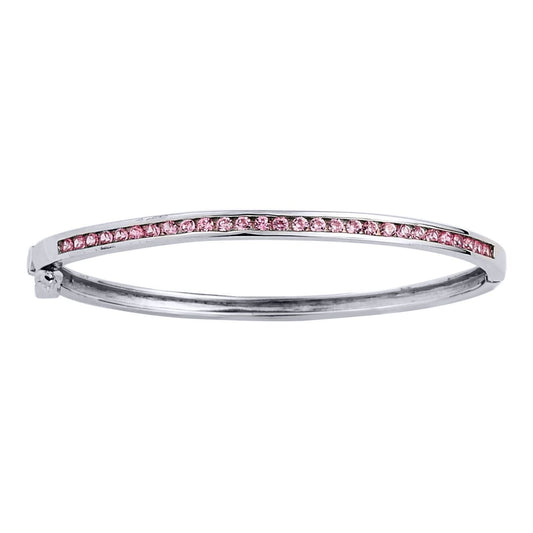 Sterling Silver Pink CZ Eternity Baby Bangle Bracelet - GVG064P