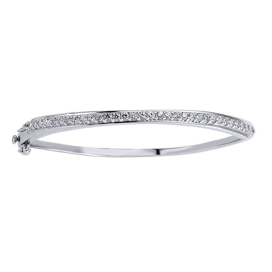 Silver CZ Half Eternity Bangle Bracelet 4mm - GVG070