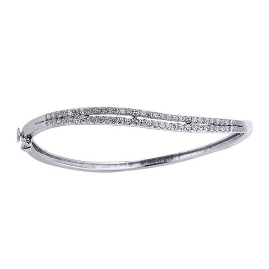 Silver CZ Half Eternity Bangle Bracelet - GVG104