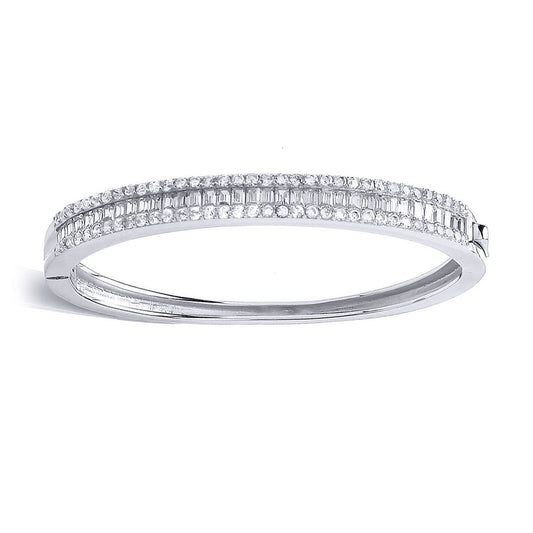 Sterling Silver Baguette CZ Eternity Baby Bangle Bracelet - GVG129