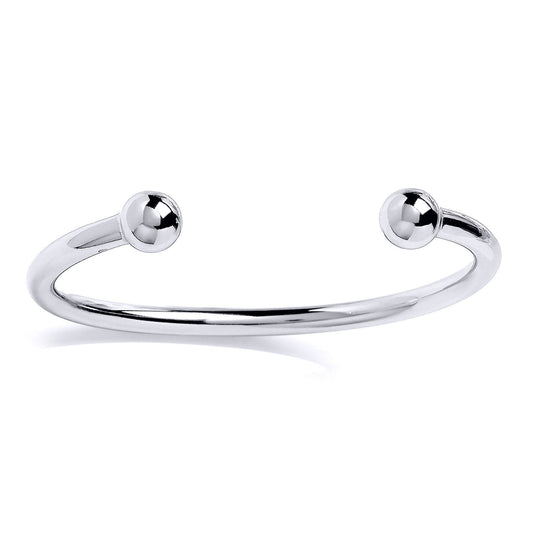 Mens Silver Classic Polished Torque Bangle5mm 10mm Balls - GVG131