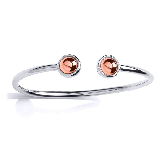 Rose Silver Mars Orbit Torque Bangle Bracelet 10mm - GVG172