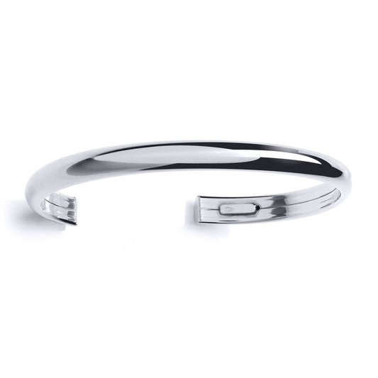Silver Dome Torque Cuff Bangle Bracelet 5mm - GVG176RH