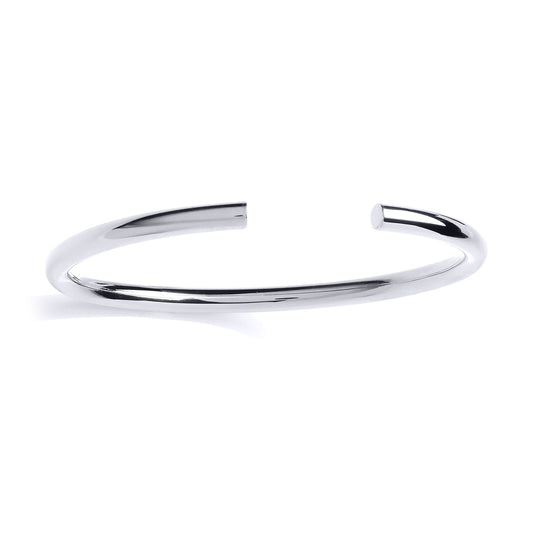 Silver Round Tube Flexi Torque Bangle Bracelet 4mm - GVG179RH