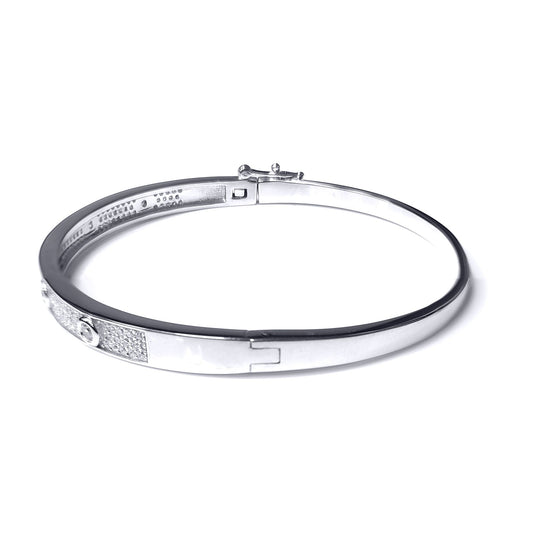 Silver CZ Pave Love Eternity Bangle Bracelet 5mm - GVG188