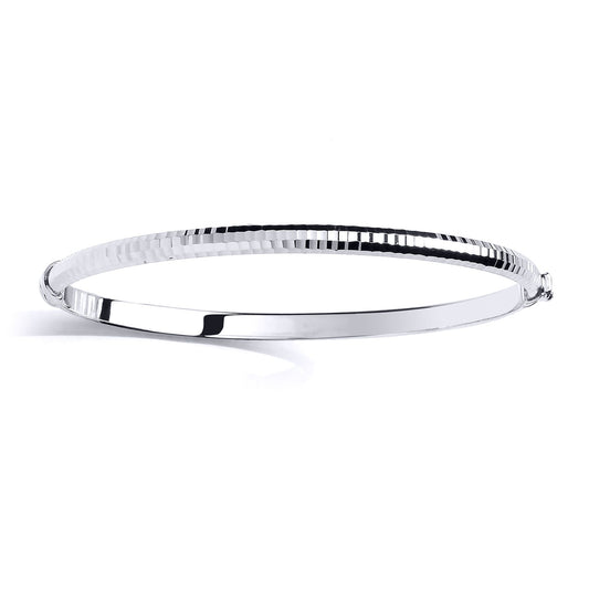 Silver Snake Texture D-Shape Bangle Bracelet 3mm - GVG189