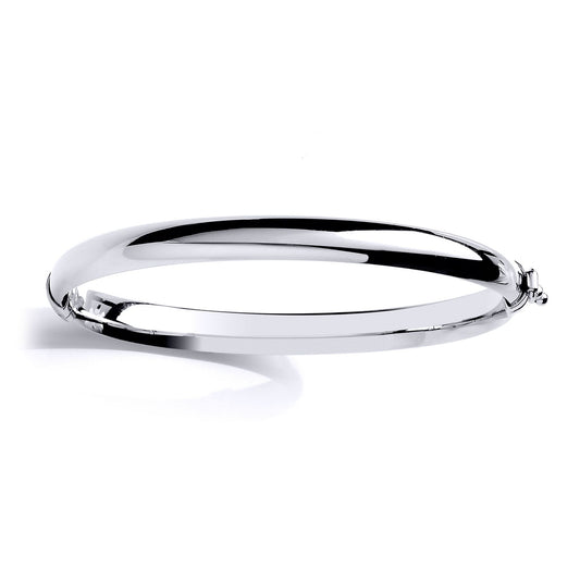 Silver Plain Polished Domed Bangle Bracelet 6mm - GVG192