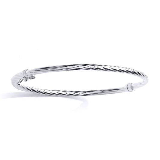 Silver Twisted Round Tube Bangle Bracelet 3mm - GVG200