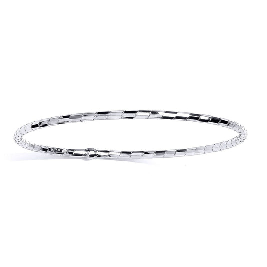Silver Faceted Striped Slave Bangle Bracelet 2.5mm - GVG218