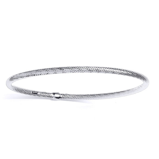 Platinum Plated Silver Snake Skin Tube Slave Bangle Bracelet 3mm - GVG220