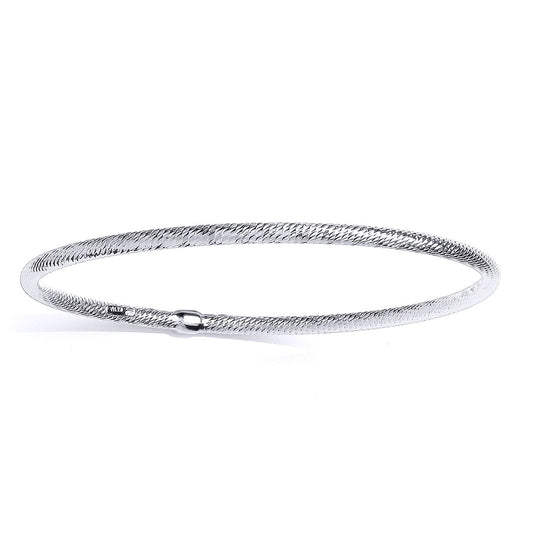 Platinum Plated Silver Snake Skin Tube Slave Bangle Bracelet 3mm - GVG220