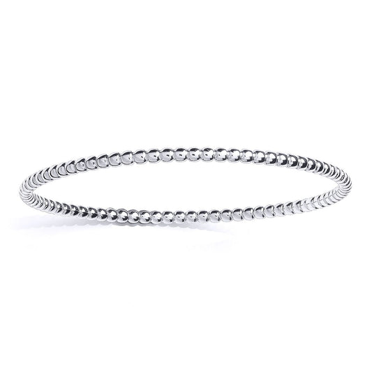 Platinum Plated 925 Silver Bubble Bead Slave Bangle Bracelet 3mm - GVG221