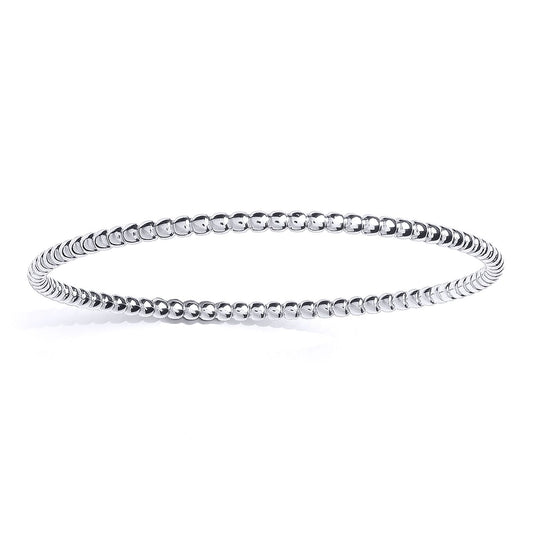 Platinum Plated 925 Silver Bubble Bead Slave Bangle Bracelet 3mm - GVG221