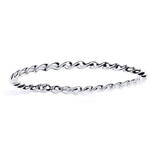 Silver Candy Twisty Ribbon Slave Bangle Bracelet 4mm - GVG222