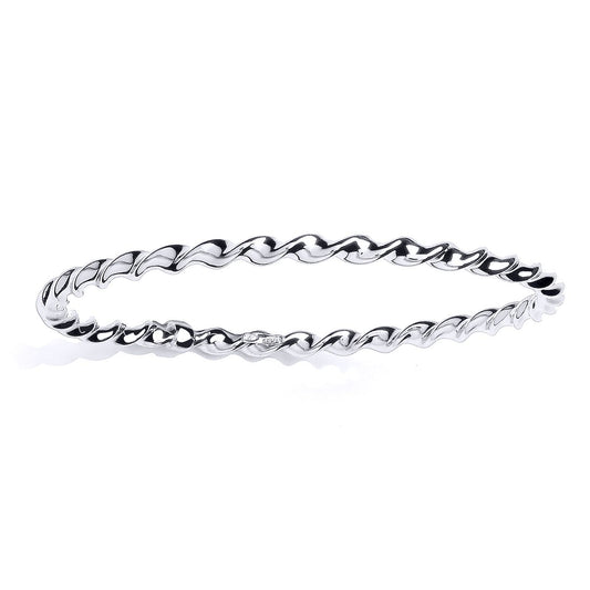 Silver Candy Twisty Ribbon Slave Bangle Bracelet 4mm - GVG222