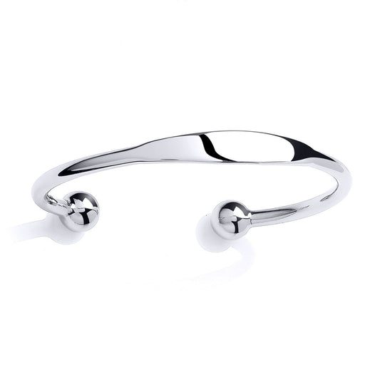Mens Silver ID Torque Identity Bangle Bracelet 5mm 11mm Balls - GVG224