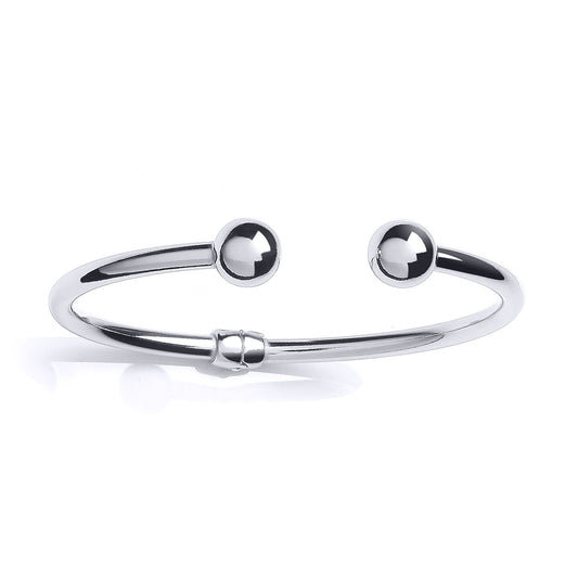 Silver Plain Hinged 10mm Bead Torque Bangle Bracelet 4mm - GVG225