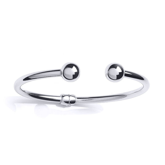 Silver Plain Hinged 10mm Bead Torque Bangle Bracelet 4mm - GVG225