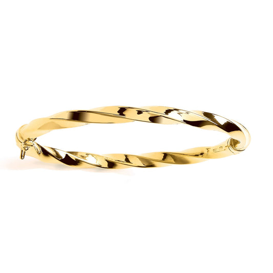 Silver Chunky Square Tube Candy Ribbon Twist Bangle Bracelet 6mm - GVG228G