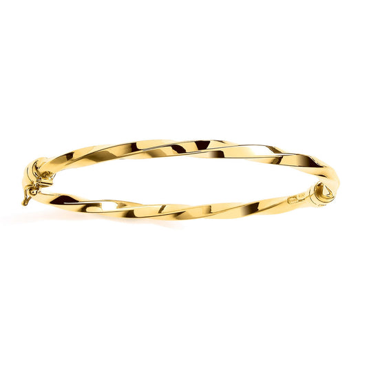 Gilded Silver Square Tube Candy Ribbon Twist Bangle Bracelet 4mm - GVG230G