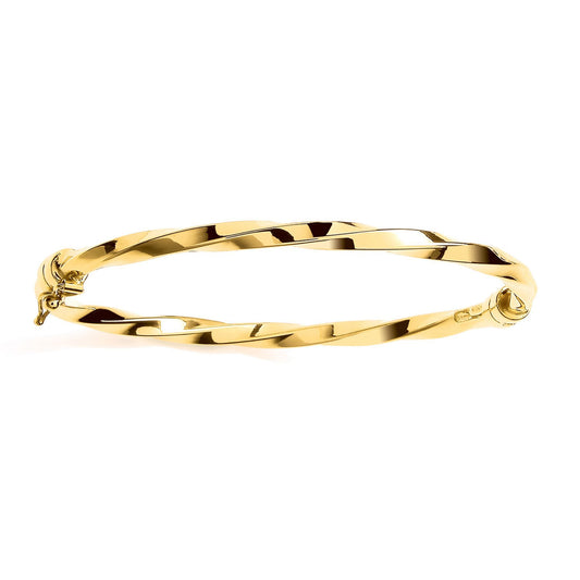 Gilded Silver Square Tube Candy Ribbon Twist Bangle Bracelet 4mm - GVG230G