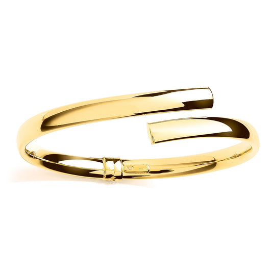 Gilded Sterling Silver Oval Tube Crossover Bypass Bangle Bracelet - GVG232G