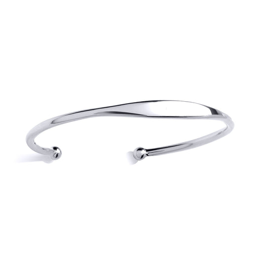 Silver Graduated ID Bar Torque Bangle Bracelet - GVG237