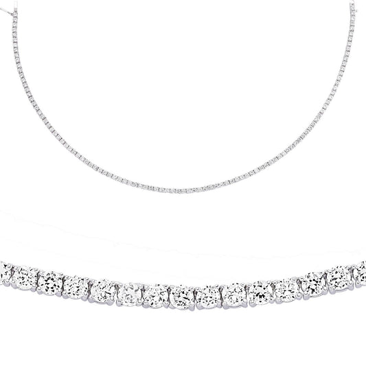 Silver CZ Eternity Tennis Necklace 4mm 16 inch - GVK040