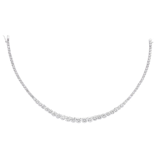Silver CZ Graduated Eternity Tennis Necklace 8mm 16 inch - GVK065