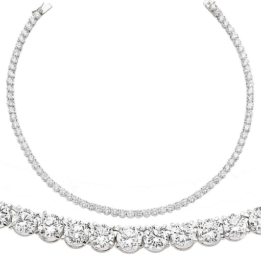 Silver CZ Eternity Tennis Necklace 6mm 16 inch - GVK066