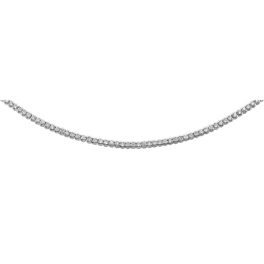 Silver CZ Eternity Rubover Tennis Necklace 4mm 17 inch - GVK089
