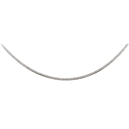 Silver Princess Cut CZ Eternity Line Necklace 3mm 16 inch - GVK093