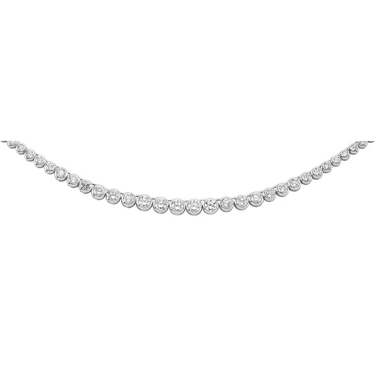 Silver CZ Graduated Eternity Tennis Necklace 6mm 16 inch - GVK094