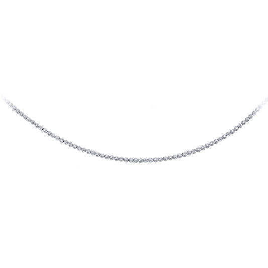 Silver CZ Eternity Rubover Tennis Necklace 3.5mm 16 inch - GVK095