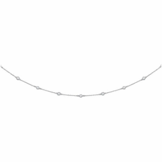 Silver CZ Beads By The Inch Eternity Necklace 4mm 16 inch - GVK101