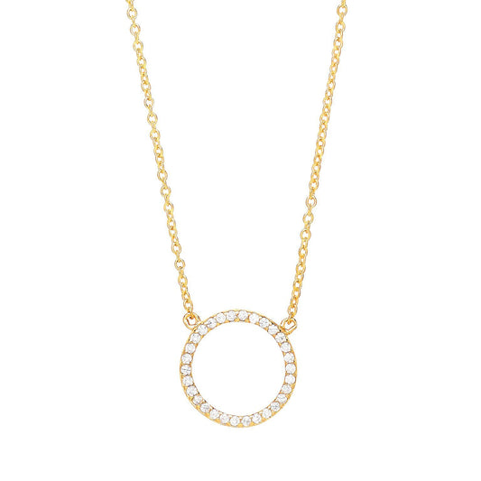 Gilded Silver CZ Pave Halo Charm Necklace 16 + 2 inch - GVK161G