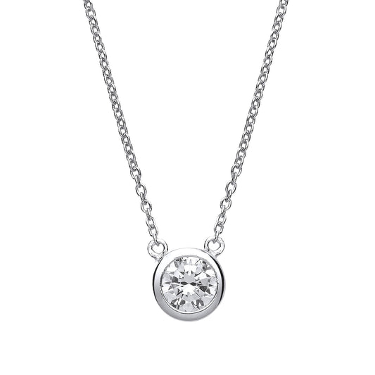 Silver CZ Donut Solitaire Charm Necklace 16 + 2 inch - GVK163